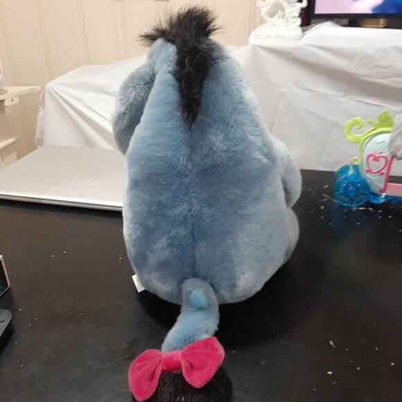 Disney Store Eeyore Plush Stuffed Animal Toy Blue 10" With Pink Bow On Tail - Picture 3 of 5